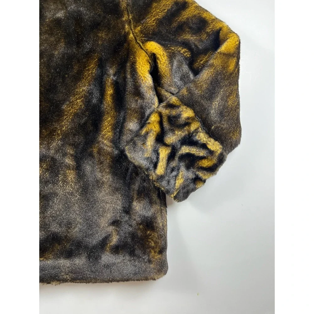 Dennis Basso Faux Fur Jacket Brown Gold Heavy Warm Luxurious Thick Large - Picture 10 of 12